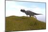 Ceratosaurus Running across a Grassy Field-null-Mounted Art Print