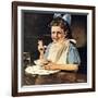 Cereal Bowl (or Girl with Blue Bow Eating Cereal)-Norman Rockwell-Framed Giclee Print