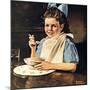 Cereal Bowl (or Girl with Blue Bow Eating Cereal)-Norman Rockwell-Mounted Giclee Print