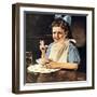 Cereal Bowl (or Girl with Blue Bow Eating Cereal)-Norman Rockwell-Framed Giclee Print