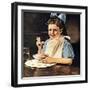 Cereal Bowl (or Girl with Blue Bow Eating Cereal)-Norman Rockwell-Framed Giclee Print