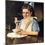 Cereal Bowl (or Girl with Blue Bow Eating Cereal)-Norman Rockwell-Mounted Giclee Print