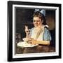 Cereal Bowl (or Girl with Blue Bow Eating Cereal)-Norman Rockwell-Framed Giclee Print