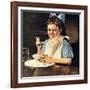 Cereal Bowl (or Girl with Blue Bow Eating Cereal)-Norman Rockwell-Framed Giclee Print