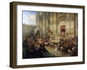 Ceremonial Reception of Field Marshal Alexander Suvorov in Milan in April 1799, 1850S-Adolf Jossifovich Charlemagne-Framed Giclee Print