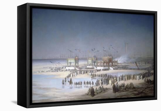 Cérémonie d'inauguration du canal de Suez à Port-Saïd, le 17 novembre 1869.-Édouard Riou-Framed Stretched Canvas