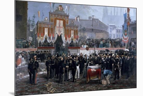 Ceremony for Laying of Foundation Stone of Galleria Victor Emmanuel II in Milan, March 7, 1865-Domenico Induno-Mounted Giclee Print