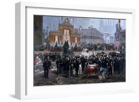 Ceremony for Laying of Foundation Stone of Galleria Victor Emmanuel II in Milan, March 7, 1865-Domenico Induno-Framed Giclee Print