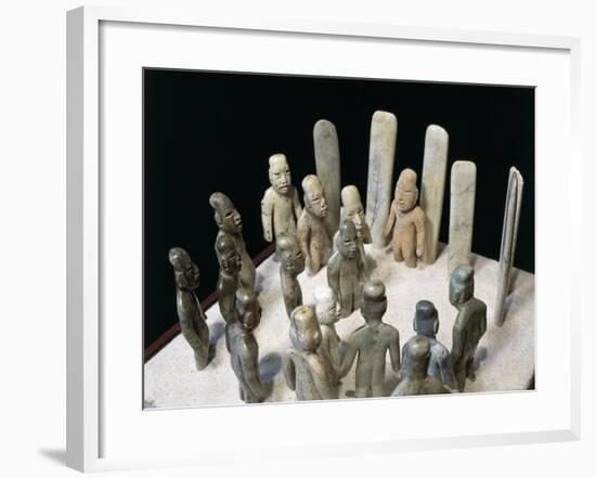 Ceremony of Offerings, Figures and Stele in Jade from La Venta, Mexico-null-Framed Giclee Print