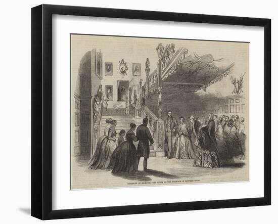 Ceremony of Receiving the Queen on the Staircase of Hatfield House-null-Framed Giclee Print