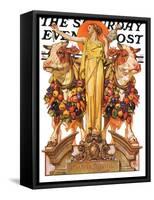 "Ceres and the Harvest," Saturday Evening Post Cover, November 23, 1929-Joseph Christian Leyendecker-Framed Stretched Canvas