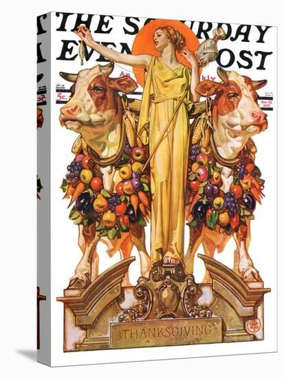 "Ceres and the Harvest," Saturday Evening Post Cover, November 23, 1929-Joseph Christian Leyendecker-Stretched Canvas