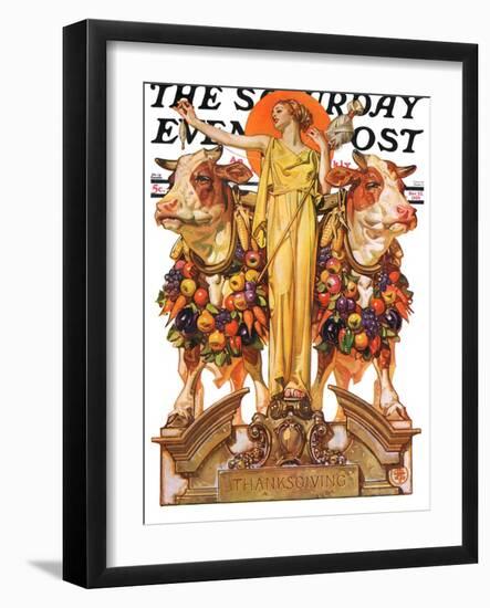 "Ceres and the Harvest," Saturday Evening Post Cover, November 23, 1929-Joseph Christian Leyendecker-Framed Premium Giclee Print