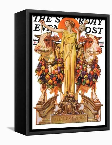 "Ceres and the Harvest," Saturday Evening Post Cover, November 23, 1929-Joseph Christian Leyendecker-Framed Stretched Canvas