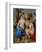 Ceres and Two Nymphs, Animals and Fruit by Snyders, Painted Between 1620-28-Peter Paul Rubens-Framed Giclee Print