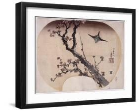 Cerisier en fleurs et fauvette-Katsushika Hokusai-Framed Giclee Print