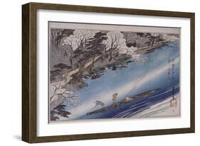 Cerisiers en fleurs à Arashiyama-Ando Hiroshige-Framed Giclee Print