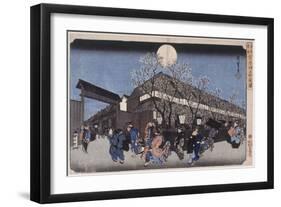 Cerisiers le soir à Nakanochô-Ando Hiroshige-Framed Giclee Print