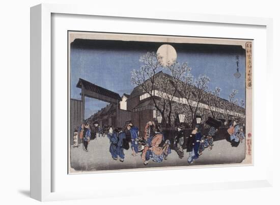 Cerisiers le soir à Nakanochô-Ando Hiroshige-Framed Giclee Print