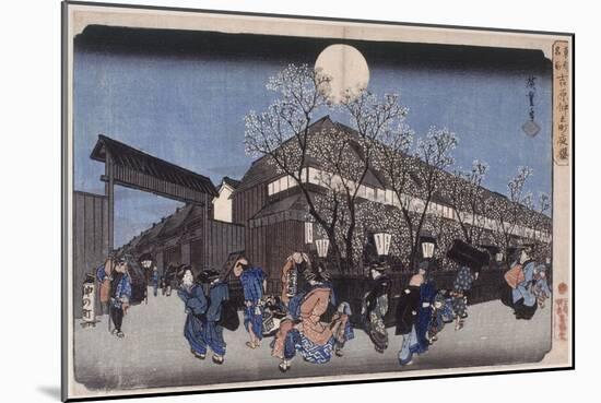 Cerisiers le soir à Nakanochô-Ando Hiroshige-Mounted Giclee Print