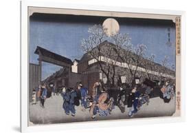 Cerisiers le soir à Nakanochô-Ando Hiroshige-Framed Giclee Print