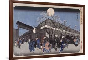 Cerisiers le soir à Nakanochô-Ando Hiroshige-Framed Giclee Print