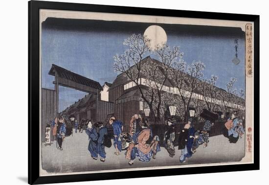 Cerisiers le soir à Nakanochô-Ando Hiroshige-Framed Giclee Print