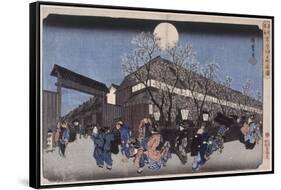 Cerisiers le soir à Nakanochô-Ando Hiroshige-Framed Stretched Canvas