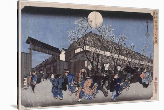 Cerisiers le soir à Nakanochô-Ando Hiroshige-Stretched Canvas