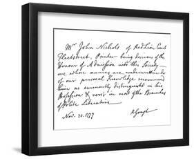 Certificate for the Election of Mr John Nichols to the Society of Antiquaries, 1777-Richard Gough-Framed Premium Giclee Print