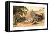 Cervara, Colored Lithograph-Edward Lear-Framed Stretched Canvas