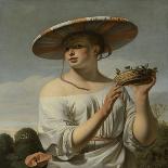 A Young Woman Warming her Hands over a Brazier, an Allegory of Winter, c.1644-8-Cesar Boetius van Everdingen-Laminated Giclee Print