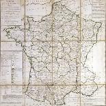 Map of France Divided into Provinces-Cesar Francois Cassini De Thury-Mounted Giclee Print