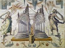 Grotesque Figures and Jugglers with Torches, Detail of Decoration of Hall of Jugglers-Cesare Baglione-Stretched Canvas