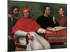 Cesare Borgia & Niccolo Machiavelli talking to Cardinal Pedro Loys Borgia and his secretary,16th c.-null-Mounted Art Print