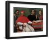 Cesare Borgia & Niccolo Machiavelli talking to Cardinal Pedro Loys Borgia and his secretary,16th c.-null-Framed Art Print