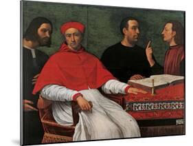 Cesare Borgia & Niccolo Machiavelli talking to Cardinal Pedro Loys Borgia and his secretary,16th c.-null-Mounted Art Print