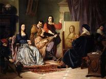 Leonardo Da Vinci Painting the Mona Lisa-Cesare Maccari-Giclee Print