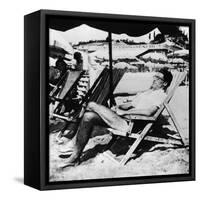 Cesare Pavese on a Deckchair-null-Framed Stretched Canvas