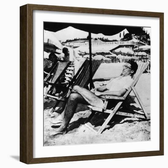 Cesare Pavese on a Deckchair-null-Framed Giclee Print