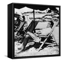 Cesare Pavese on a Deckchair-null-Framed Stretched Canvas