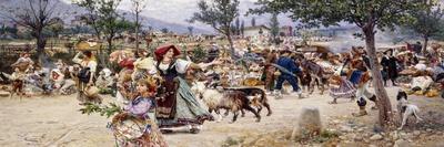 Market Day, Near Rome-Cesare Tiratelli-Framed Premium Giclee Print