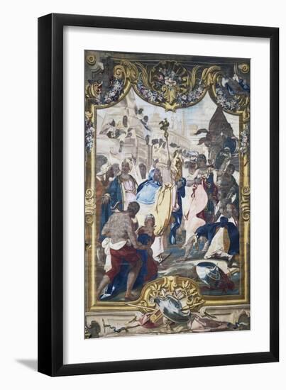 Cesare under Walls of Alexandria, Fresco from Stories of Julius Caesar Cycle, Royal Palace-null-Framed Giclee Print