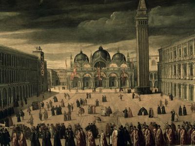Procession of Doge and His Entourage in Piazza San Marco in Venice