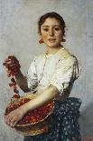 Young Girl with Cherries-Cesare Viazzi-Framed Stretched Canvas