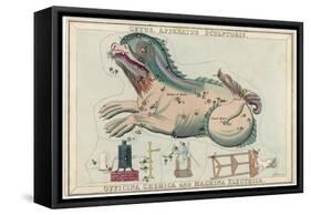 Cetus (Sea Monster) and Chemical Factory and Electrical Machinery Constellation-Sidney Hall-Framed Stretched Canvas