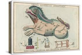 Cetus (Sea Monster) and Chemical Factory and Electrical Machinery Constellation-Sidney Hall-Stretched Canvas