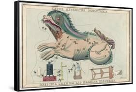 Cetus (Sea Monster) and Chemical Factory and Electrical Machinery Constellation-Sidney Hall-Framed Stretched Canvas