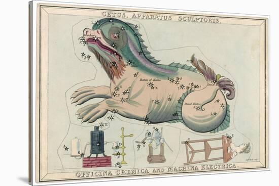 Cetus (Sea Monster) and Chemical Factory and Electrical Machinery Constellation-Sidney Hall-Stretched Canvas