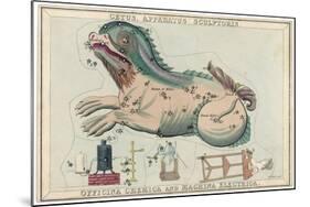 Cetus (Sea Monster) and Chemical Factory and Electrical Machinery Constellation-Sidney Hall-Mounted Art Print